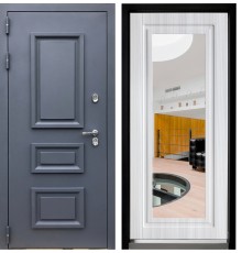Входная дверь Дверной континент ДК-16 Фацет с терморазрывом и зеркалом (Муар Серый / Сандал белый)